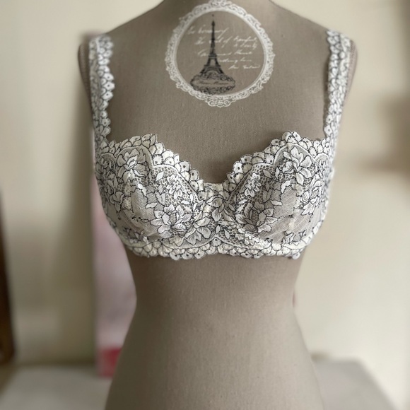 Intimissimi Pretty Flowers Sheer Black and White Lace Bra